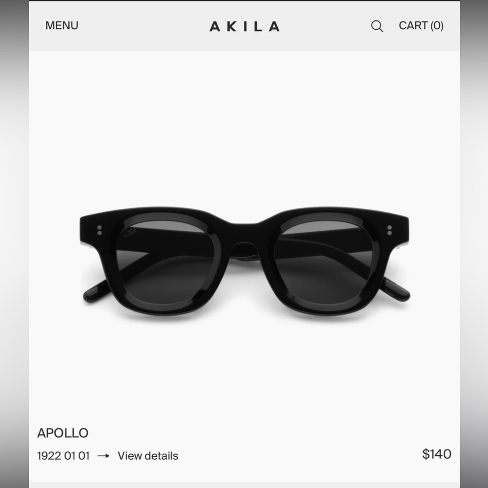 NIB Akila Apollo Black Sunglasses